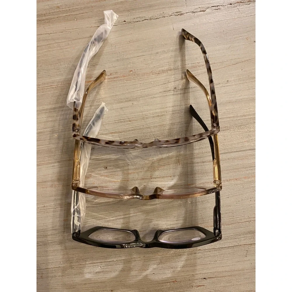 FSRTEP 3 Pack Women Reading Glasses +2.50 Magnification Black Tortoise Champagne